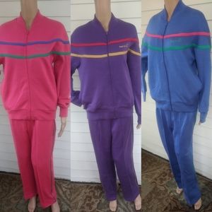 Vintage 80s Sweatshirt and Pants Track & Court M Choose Purple Pink or Blue